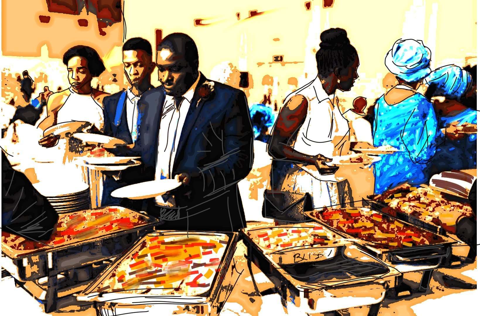 Food sharing time in Nigerian parties is the climax
